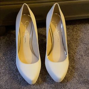 Jessica Simpson white pumps